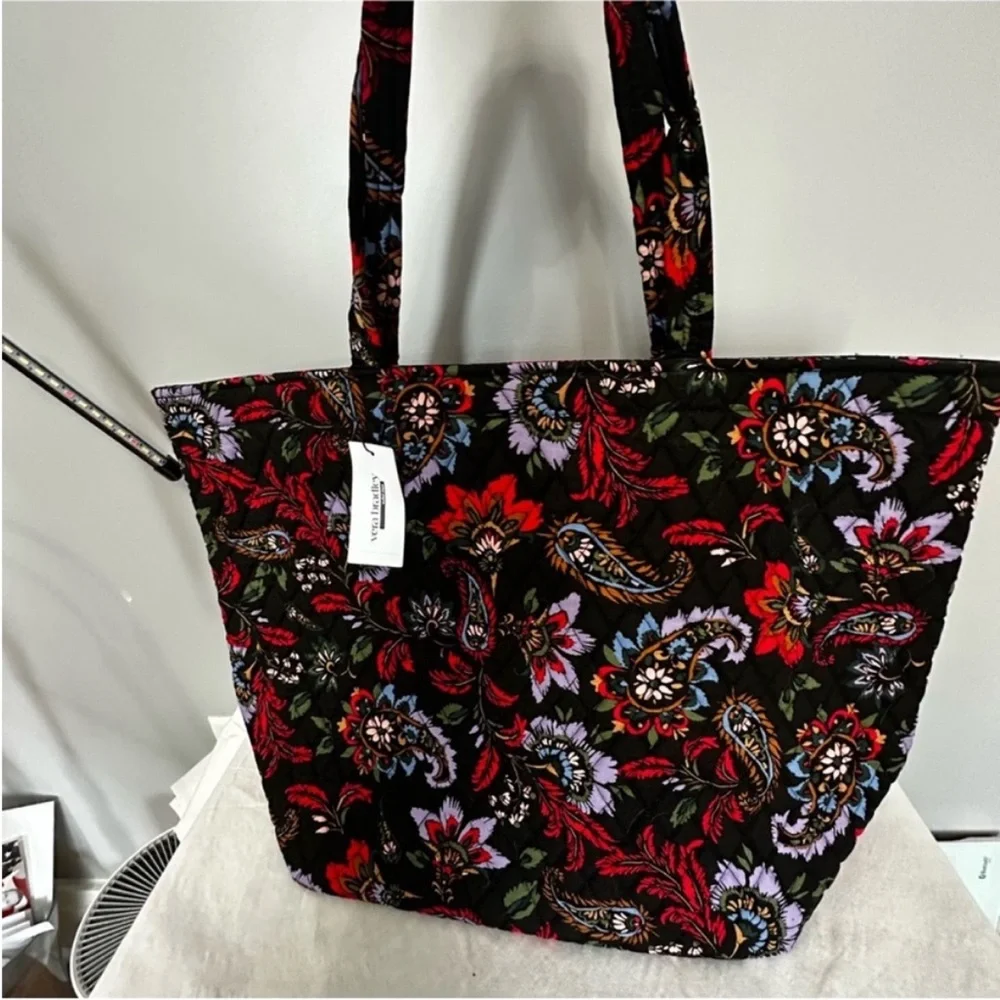 Vera Bradley Quilted Floral Tote in Red, Black, Purple and Green - Picture 3 of 6